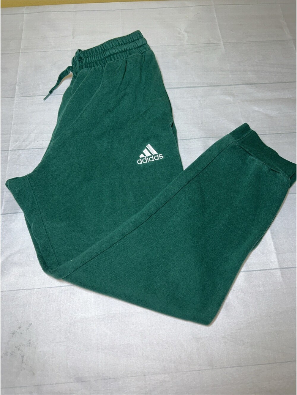 Adidas Mens Small Joggers Collegiate Green Essentials Fleece Tapered Sweatpants